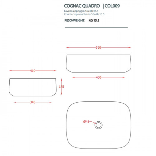 Artceram COGNAC Раковина накладная 56x41 см, цвет: notte
