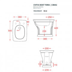Artceram CIVITAS Биде напольное 36x54 cм, 1 отверстие, цвет: серый