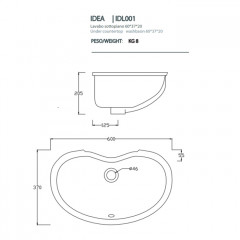 Artceram WASHBASINS IDEA Раковина встраиваемая снизу 60Х37 см, без отв под смеситель, без крепежа ACA001, цвет белый.