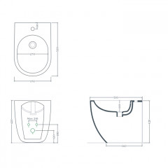 ARTCERAM FILE 2.0 Биде напольное 37х52 см, 1 отверстие, цвет черный матовый/покрытие Saniglaze