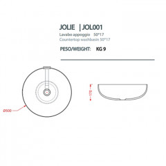 Artceram JOLIE Раковина настольная/для пьедестала 50 см, цвет avio