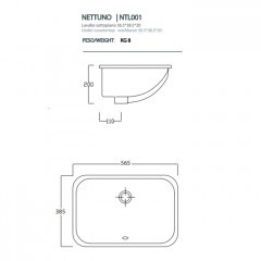 Artceram WASHBASINS NETTUNO Раковина встраиваемая снизу 56Х38 см, без отв под смеситель, без крепежа ACA001, цвет белый.