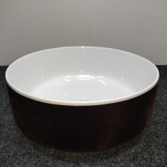 ArtCeram COGNAC Раковина накладная, 42 см, без отв под смес, без слив-перелив, цвет bianco/отделка синтетический бархат цвет testa di moro (НЕ ПР-ся)