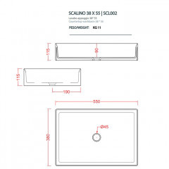 Artceram SCALINO Раковина накладная 38х55 см, без отв под смеситель, без слив перелива, цвет giallo zinco