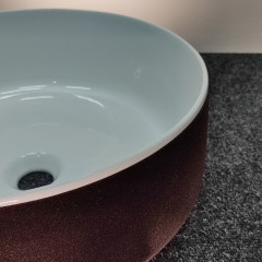 ArtCeram COGNAC Раковина накладная, 42 см, без отв под смес, без слив-перелив, цвет bianco/отделка синтетический бархат цвет testa di moro (НЕ ПР-ся)