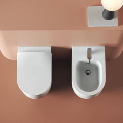 Artceram MONET Биде напольное приставное 36 x 54 h48 см, 1 отверстие, цвет белый глянец SANIGLAZE