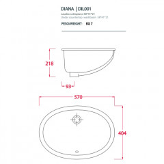 Artceram WASHBASINS DIANA Раковина встраиваемая снизу 57х40 см, без отв под смеситель, без крепежа ACA001, цвет белый.
