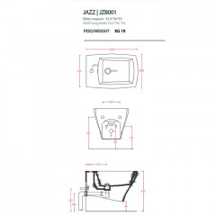 Artceram JAZZ Биде подвесное 54x36см c креплением, с 1 отв под смеситель .цвет белый