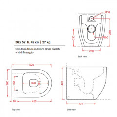 Artceram MONET Унитаз напольный приставной Rimless 36х52 см, цвет черный матовый