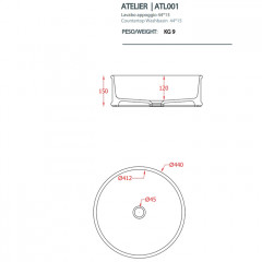 Artceram ATELIER Раковина накладная, d44см, без отв под смеситель, без перелива, цвет: denim