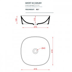 Artceram Ghost Раковина накладная 42 см, , без отв под смеситель, без слив-перелива, цвет белый
