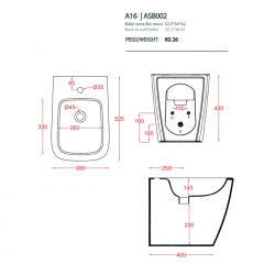 Artceram A16 Биде напольное 52,5х36хh42см, с 1 отв под смеситель, цвет: grigio oliva