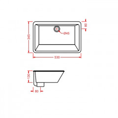 Artceram WASHBASINS GEA Раковина встраиваемая снизу 53х34.5 см, без отв под смеситель,без крепежа ACA001, цвет белый.