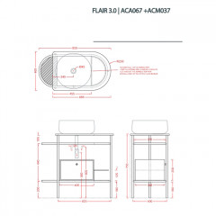 Artceram FLAIR 3.0 Ящик выдвижной 40х34,8хh25см и боковая секция 17,4хh12,5см для метал. консоли, цвет белый матовый