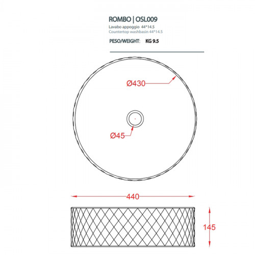 Artceram ROMBO Раковина настольная 44 см, цвет cotton