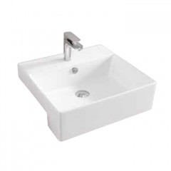 Artceram QUADRO Semincasso Раковина накладная полувстраиваемая 50х48 см, с 1 отв под смеситель, со слив переливом, цвет белый.
