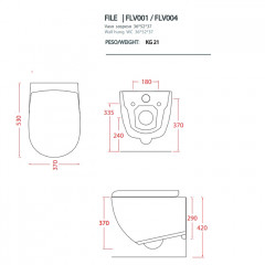 Artceram FILE 2.0 Унитаз подвесной Rimless 36x52 см, цвет petrolio (НЕ ПРОИЗВОДИТСЯ!)
