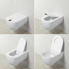 Artceram THE ONE Унитаз подвесной безободковый , 52х35, с креплениями, цвет rosso corallo (Снято с пр-ва)