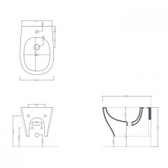Artceram TEN Биде подвесное 52х36см, 1 отв под смеситель, цвет: белый матовый