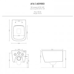 Artceram A16 Унитаз подвесной Rimless 36х52 см, цвет avio