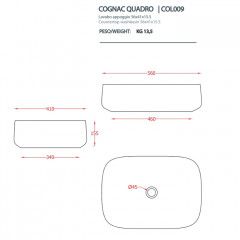 Artceram COGNAC Раковина настольная Quadro 56x41 см, цвет dark terrazzo