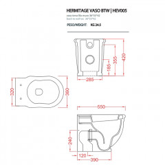 Artceram HERMITAGE Унитаз пристенный , выпуск в стену, белый, 36х55см (крепеж в комплекте, хром)
