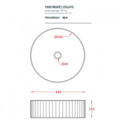 Artceram MILLERIGHE Раковина накладная,44,5хh14,5см, без отв под смеситель, без перелива, цвет: белый матовый