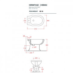 Artceram HERMITAGE биде напольное 55*36см с 1 отв под смеситель с креплением, цвет белый