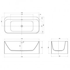 Ванна акриловая Azario RANGALI 1700х800х580 пристенная, в комплекте с сифоном и металлической рамой (RAN17080)