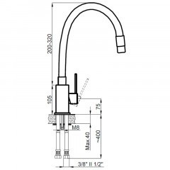 Смеситель AZARIO TASCO для кухни с гибким изливом, хром (AZ-15494321)