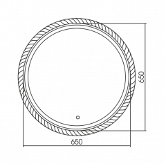 Зеркало AZARIO Бригантина D650 декор-канат, сенсорный выключатель с функцией диммера (LED-00002573)