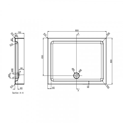 Душевой поддон Azario 800х800х150 R/L, для TORONTO 1432B (P18 R/L)