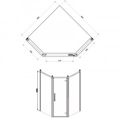 Душевое ограждение Azario ONTARIO 900х900х2000, без поддона, прозрачное стекло 8 мм, цвет профиля золото (AZ-NBB3231 900 GOLD)