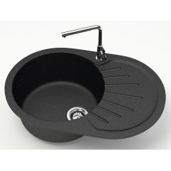 Кухонная мойка AZARIO Flora 730x450x215 искусственный мрамор, цвет черный (CS00079913)