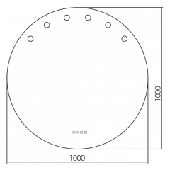 Гримерное зеркало AZARIO Nicole d1000 c подсветкой и диммером, сенсор выкл, смена цвета, 6 ламп в комплекте, часы (LED-00002514)