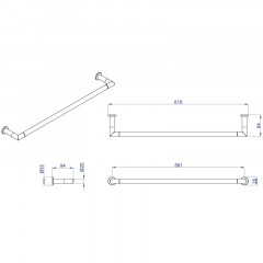 Полотенцедержатель AZARIO FORNY трубчатый одинарный 60 см, хром (AZ-88301)