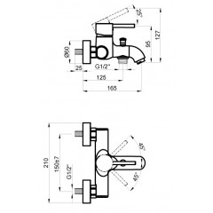 Смеситель для ванны с коротким изливом AZARIO TASCO, хром (AZ-15160511)