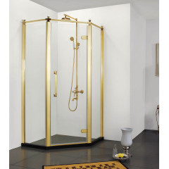 Душевое ограждение Azario ONTARIO 900х900х2000, без поддона, прозрачное стекло 8 мм, цвет профиля золото (AZ-NBB3231 900 GOLD)