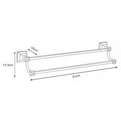 Полотенцедержатель трубчатый AZARIO ALTRE двойной 60 см, черный матовый (AZ96002BB)