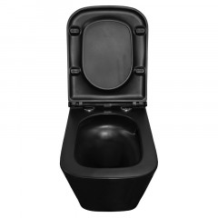 Унитаз подвесной Azario Teramo 490х345х355 безободковый, слив Торнадо, быстросъемное сиденье микролифт, черный матовый (AZ-0052-UQ1MB)