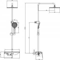 Душевая система Azario Ginkgo с верхним и ручным душем, керамический картридж, черный матовый (AZ-VPW238V95PA-1DJ1K22-ZH3A55)