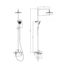 FLORIDA ROUND Душевая система Azario с круглым тропическим душем, поворотным изливом, хром (AZ-WSA654233C)