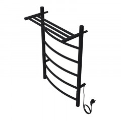 Полотенцесушитель электрический AZARIO VERONA 500/800 5 секций, с полкой, диммер справа, черный (AZ04858PB)