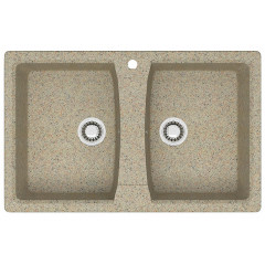 Кухонная мойка AZARIO Elmas 780х500х190 двойная, искусственный мрамор, цвет песочный (CS00078334)