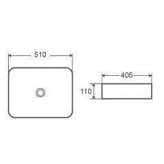 Раковина-чаша Azario 510х405х110 накладная, прямоугольная, черный матовый (AZ-2178-MB)