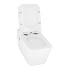 Унитаз импульсный Azario 360х590х380 подвесной, квадратный, быстросъемное сиденье микролифт, монтажная рама в комплекте (AZ-101C)