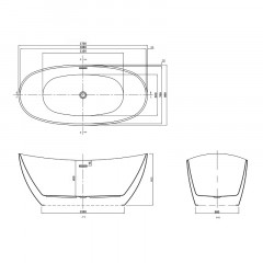 Ванна акриловая Azario GLASGOW 1700х800х665, свободностоящая, в комплекте с сифоном и металлической рамой, цвет черный (GLA16778MB)