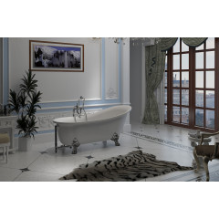 Ванна акриловая AZARIO CARDIFF 1700x760x800 свободностоящая, в комплекте с сифоном и металлическими ножками (CAR17076)