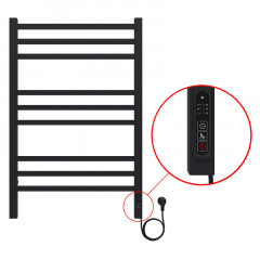 Полотенцесушитель электрический AZARIO ANCONA 500/800 квадрат, 9 секций, диммер справа, черный (AZ71858B)