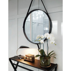 Зеркало AZARIO Капитан D610 c подсветкой и диммером, бесконтактный сенсор, черная кожа (LED-00002476)